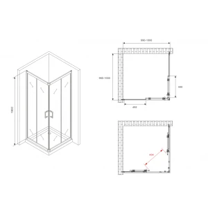 Душевой уголок Abber Schwarzer Diamant 100х100 AG021005
